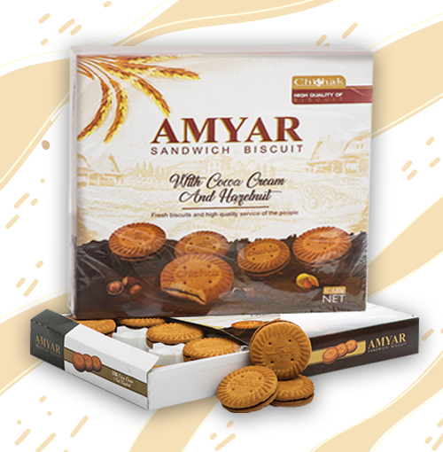 بیسکویت پذیرایی کرمدار شکلاتی آمیار 